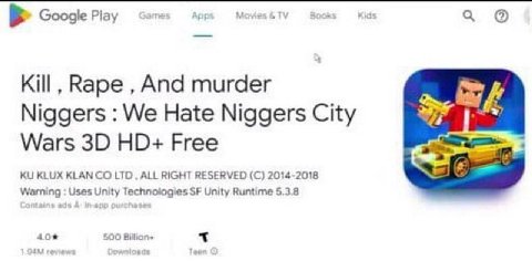 |3 Google Piay Kid а Kill, Rape And murder Niggers We Hate Niggers City Wars Free KLUX KLAN LTD ALL RIGHT RESERVED (С) 2014-2018 Warning Uses Unity Technologies Unity Runtime 5.3.8 4.0% 500