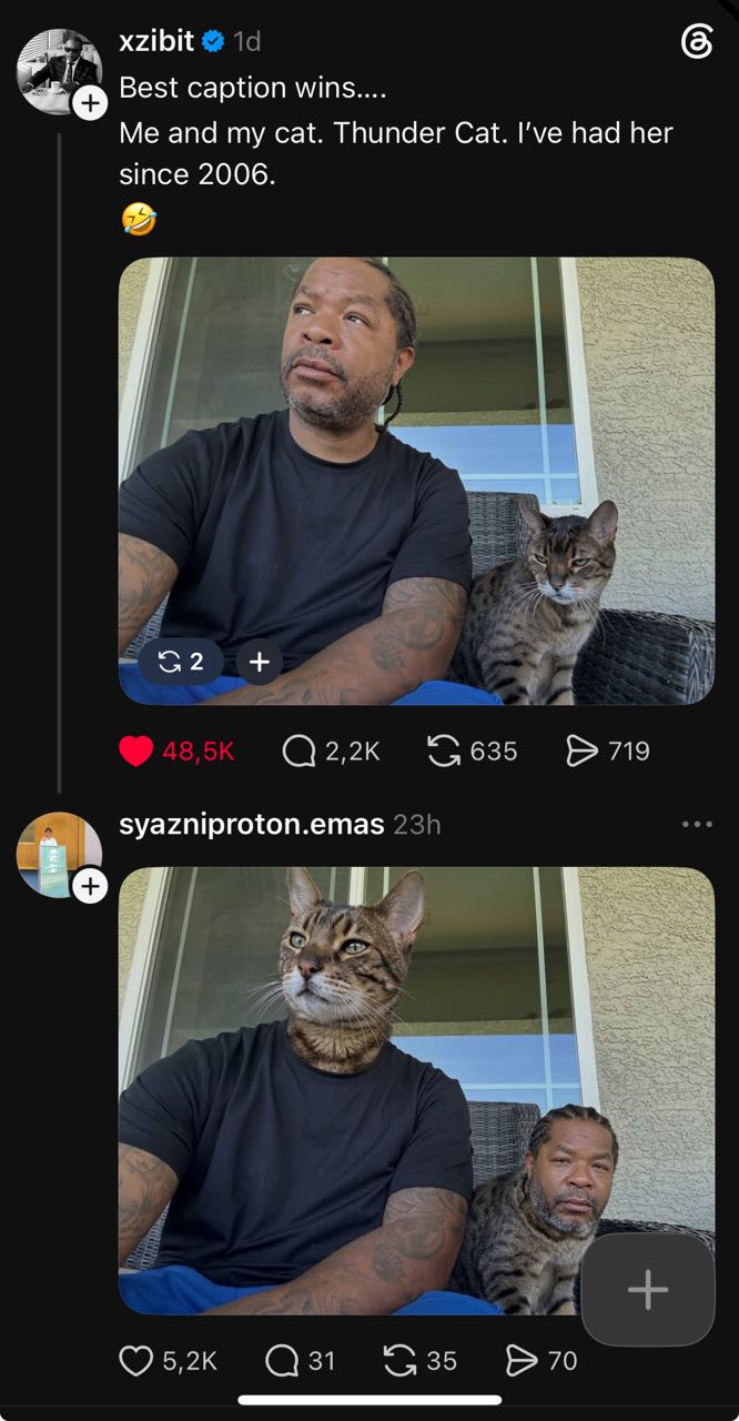 xzibit Best caption Me and my cat. Thunder Cat. Гуе had her since 2006. 2 635 719 syazniproton.emas 35 70