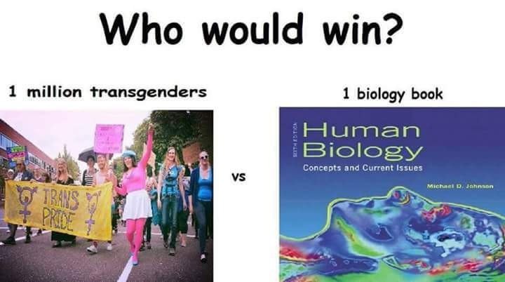 Who would win? 1 million transgenders 1 biology book OF Biclogy Concepts and Current Issues Michect О, ane