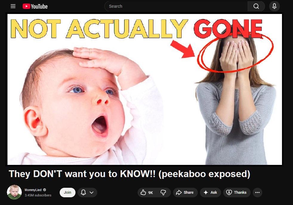 YouTube earcn я 0 МОТ 4 They DON'T want you to KNOW!! (peekaboo exposed) о subscribers Share Ask Thanks