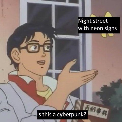 Night street with neon signs Is this a cyberpunk?