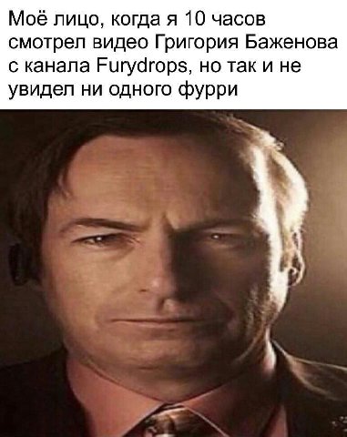 Мое лицо, когда я 10 часов смотрел видео Григория Баженова с канала Furydrops, но так и не увидел ни одного фурри