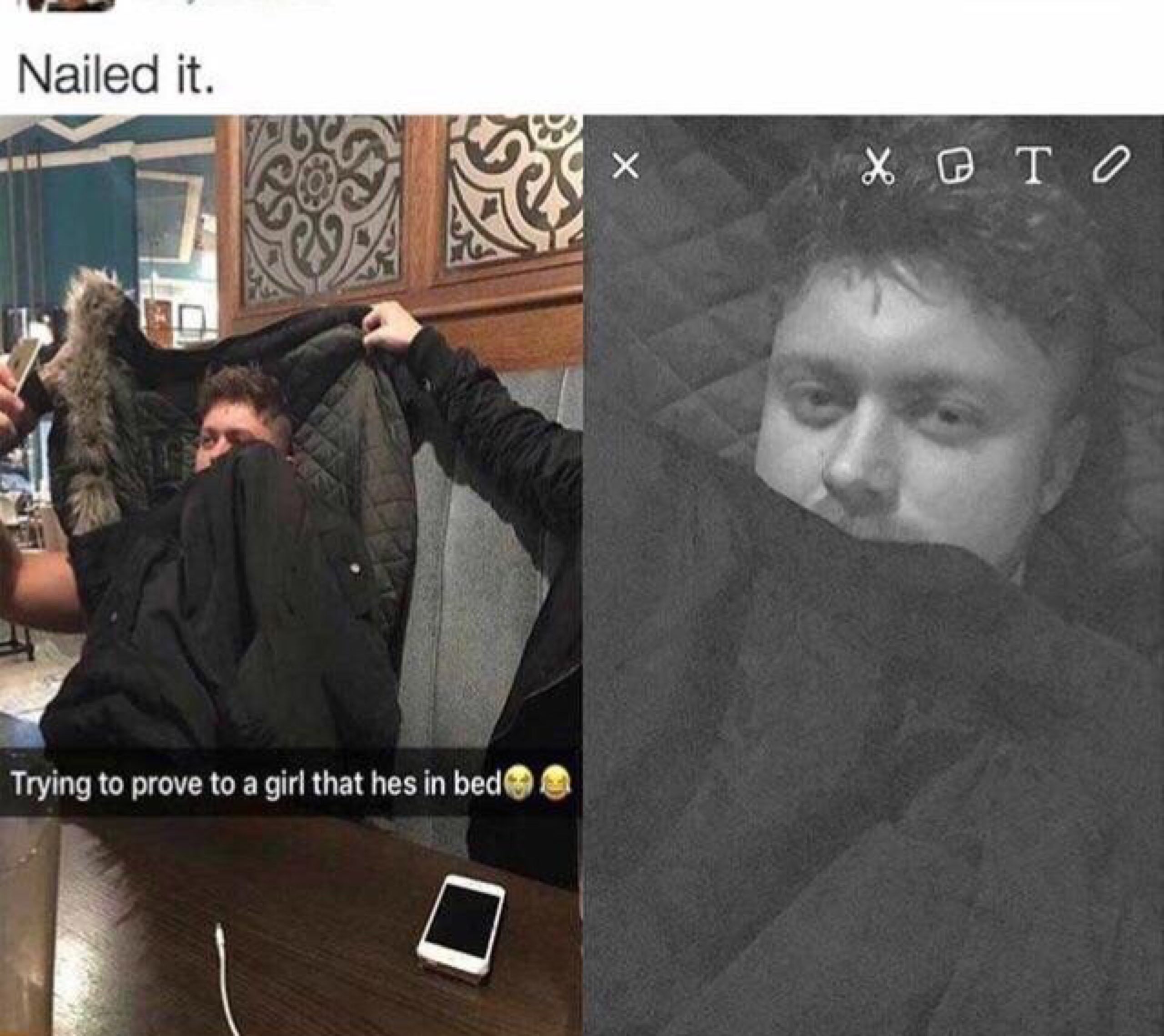 Nailed it. Trying to prove to а girl that hes in bed®