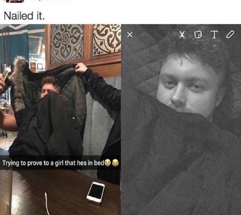 Nailed it. Trying to prove to а girl that hes in bed®