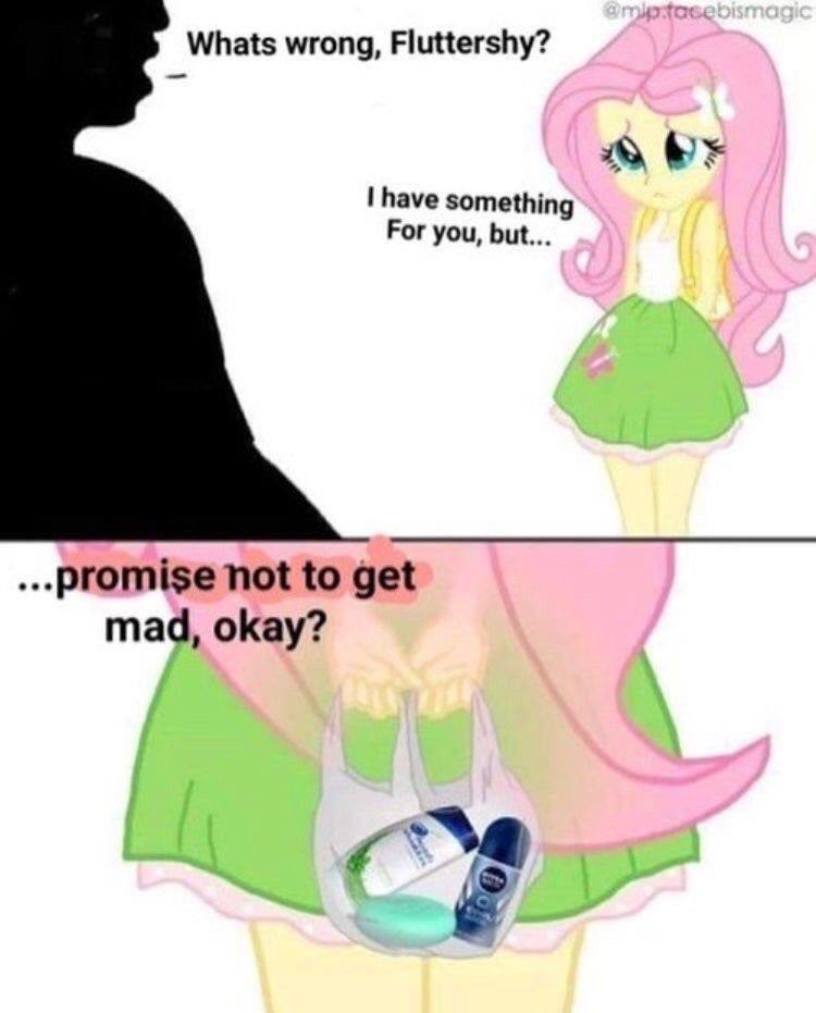Whats wrong, Fluttershy? have something For you, but... promise not to get mad, okay?