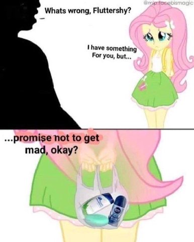 Whats wrong, Fluttershy? have something For you, but... promise not to get mad, okay?
