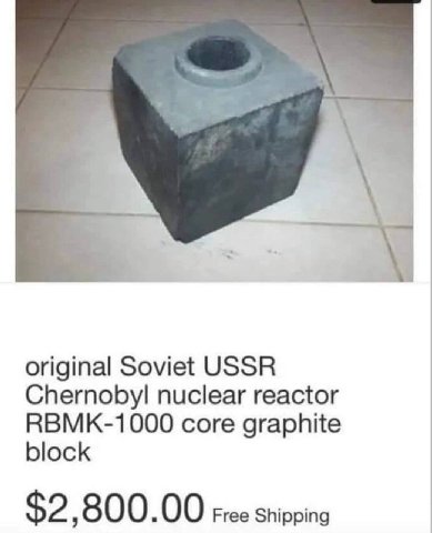 original Soviet USSR Chernobyl nuclear reactor RBMK-1000 core graphite block $2,800.00 Free Shipping