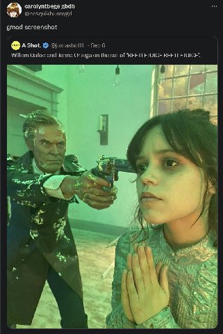 carolyntbege gbdb gmod screenshot Willem Dafoe and Jenna Ortega on the set of ‘BEETLEJUICE BEETLEJUICE у it 9 Ape 4 7 95. чая А
