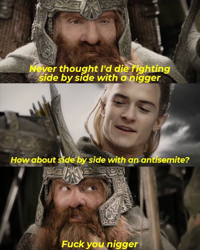 Never thought die fighting side side with a nigger How about side side with an antisemite? Fuck you nigger