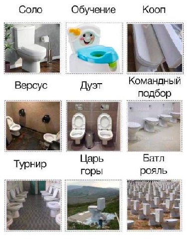 Соло Обучение Кооп “2 Командный Дуэт Батл Турнир Царь горы рояль и
