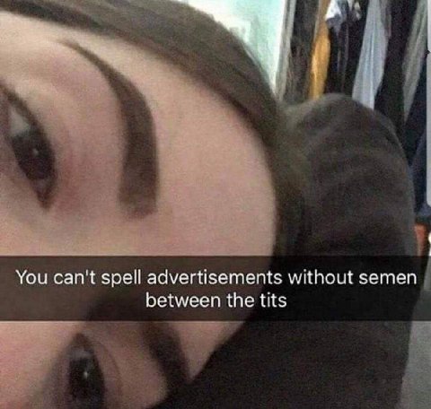 You can't spell advertisements without semen between the tits