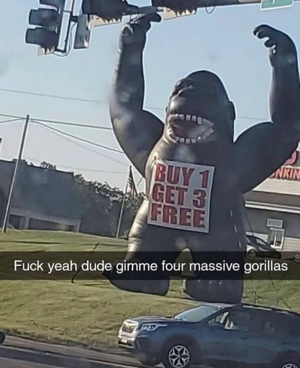 a Fuck yeah dude gimme four massive gorillas