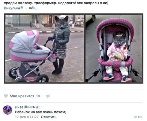 продам коляску. трасформер. недорого! все вопросы в Викулька® 9 В. 7 4 4 a 4 a” у a Мне нравится 19 Лиза Ребёнок на вас очень похож) 12 февв 14:27 Ответить 65
