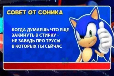 СОВЕТ ОТ СОНИКА КОГДА ДУМАЕШЬ ЧТО ЕЩЕ ЗАКИНУТЬ В СТИРКУ НЕ ЗАБУДЬ ПРО ТРУСЫ В КОТОРЫХ ТЫ СЕЙЧАС