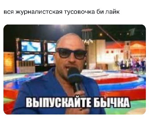 вся журналистская тусовочка лайк ВЫПУСКАЙТЕ БЫЧКА