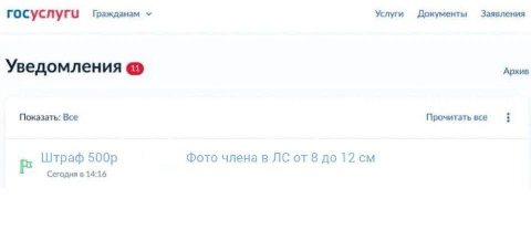 rocycnyru Гражданам Услуги Документы Заявления Уведомления Архив Показать: Все Прочитать все Штраф Фото члена в от $8 до 12 Сегодня в 14:16