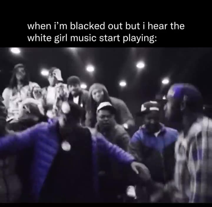 white girl music start playing: