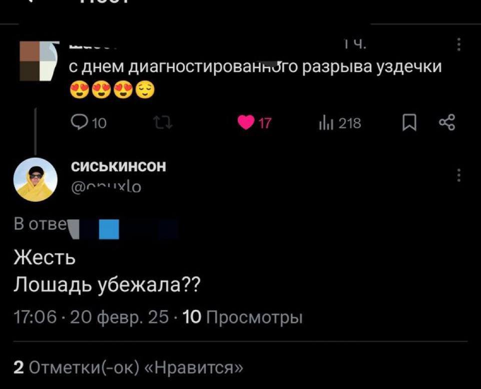 с днем диагностированнуго разрыва уздечки |128 о В Жесть Лошадь убежала?? 17:06 20 февр. 25 10 Просмотры 2 Отметки(-ок) «Нравится»