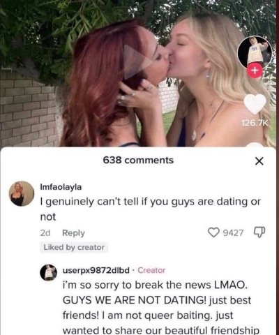 3 4 i 638 comments Imfaolayla genuinely can’t tell if you guys are dating or not 24 Веру 9427 Liked creator userpx9872dlbd Creator so sorry to break the news LMAO. GUYS WE ARE NOT DATING! just best fr