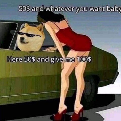 50% and wnatever you want baby Here 50$ and give