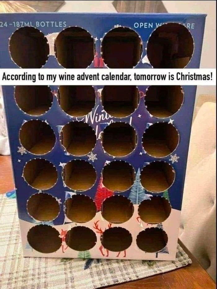 a According to my wine advent calendar, tomorrow is Christmas! В В у 4^. 7 ж- a у