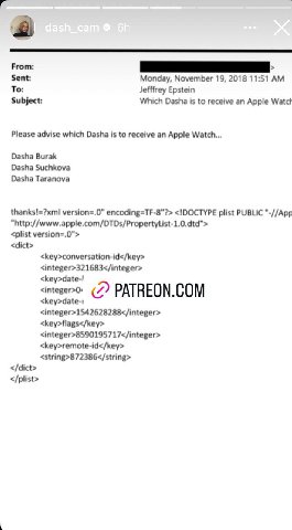 From: Sent: Monday, November 19, 2018 11:51 To: Jefffrey Epstein Subject: Which Dasha is to receive an Apple Watct Please advise which Dasha is to receive an Apple Watch... Dasha Burak Dasha Suchkova 