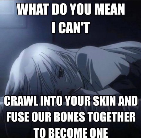 WHAT YOU MEAN -CRAWL INTO YOUR SKIN AND FUSE OUR BONES TOGETHER TO BECOME ONE
