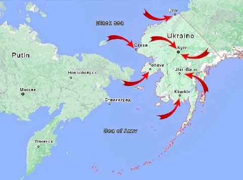 Lviv Black soa Odesa о Kyiv о Putin Poltava о Ulan-Bator Новосисирск о Кнагкм о Сталинград 2 о 7 Sea of Ленинск о of