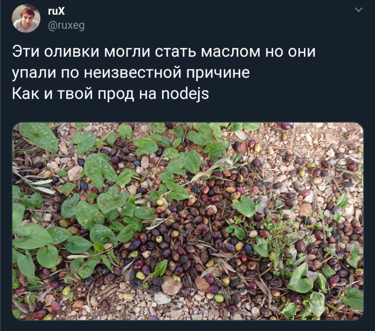 гих Эти оливки могли стать маслом но они упали по неизвестной причине Как и твой прод на nodejs Pad 255 и 72