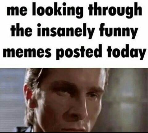 me looking through the insanely funny memes posted today
