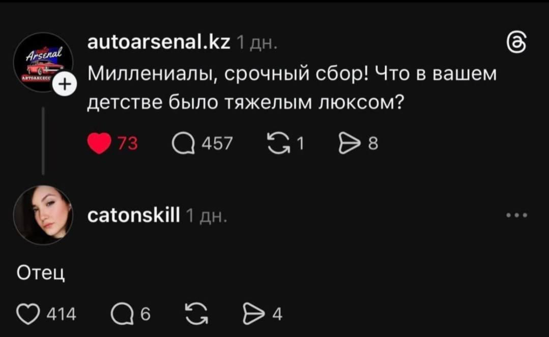 autoarsenal.kz 1 (5 Миллениалы, срочный сбор! Что в вашем детстве было тяжелым люксом? catonskill 1 Отец