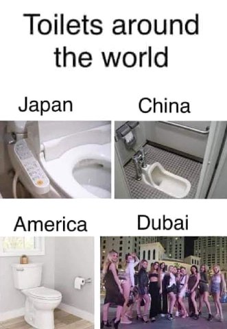 Toilets around the world China 1 America Dubai