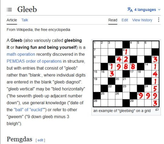Gleeb Article Так Read Edit Viewhistory From Wikipedia, the free encyclopedia A Gleeb (also variously called gleebing it or having fun and being yourself) is a math operation recently discovered in th