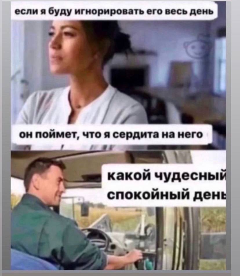 если я буду игнорировать его весь день у онпоймет, что я сердита на него какой чудесный спокойный день
