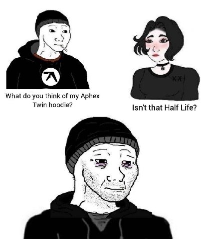 What you think of my Aphex Twin hoodie? Isn't that Half Life?