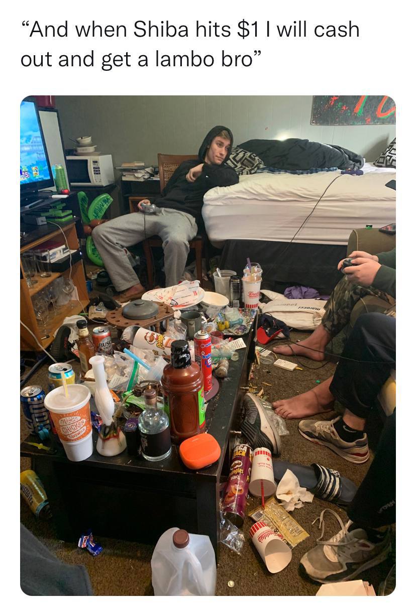 “And when Shiba hits $1 will cash out and get a lambo bro” 28 4 4 К