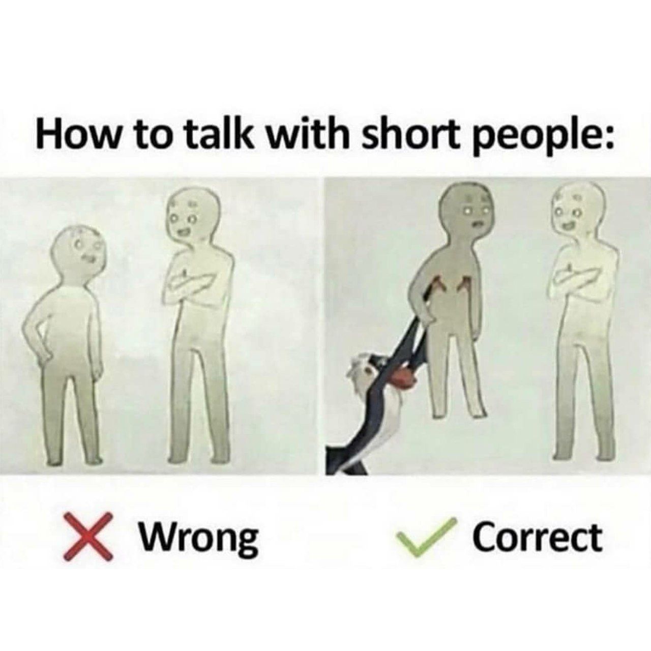 How to talk with short people: a в 4 Wrong Correct