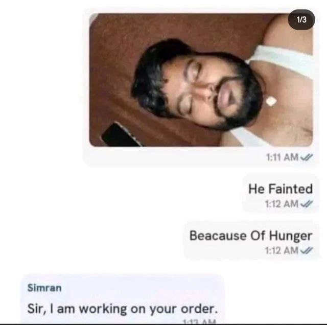 3 IMWZ He Fainted 1 Beacause Of Hunger AMW Simran Sir, working on your order.