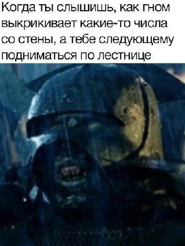 Когда ты слышишь, как гном выкрикивает какие-то числа стены, а тебе следующему подниматься по лестнице