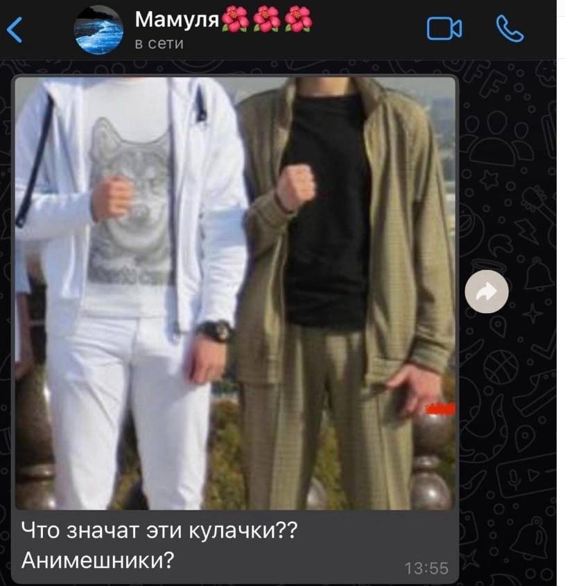 Мамуля 2% a в сети Что значат эти кулачки?? Анимешники? 13:55