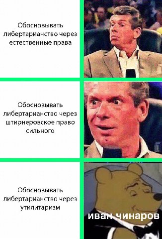 Обосновывать 20 либертарианство через естественные права 5 Обосновывать либертарианство через штирнеровское право у” сильного Обосновывать либертарианство через утилитаризм инаров