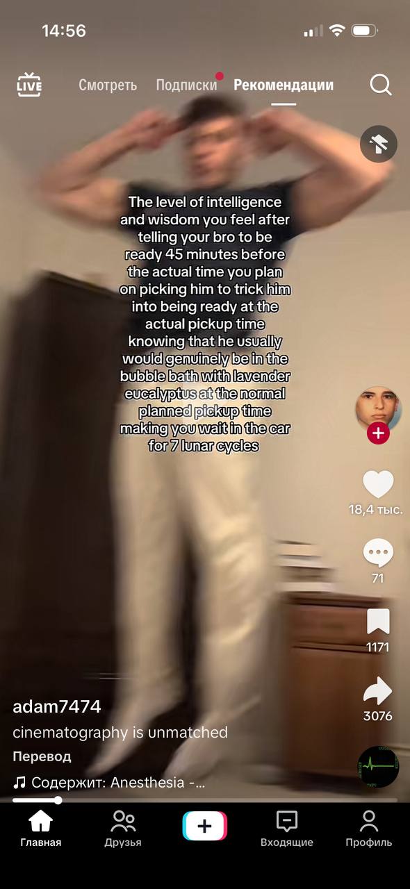 14:56 LIVE Смотреть Подписки Рекомендации а The level of intelligence and wisdom you feel after telling your bro to be 45 minutes before ‘the actual time you planyt ‘on picking him to trick into being