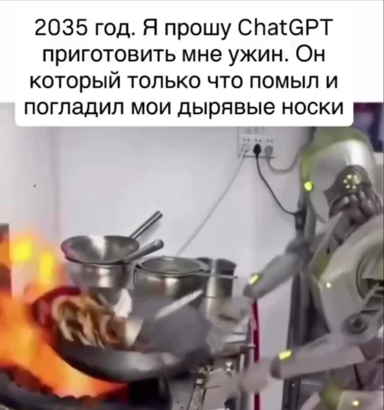 2035 год. Я прошу ChatGPT приготовить мне ужин. Он который только что помыл и погладил мои дырявые носки
