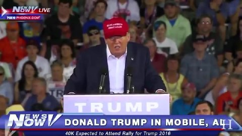 Now lV vonaup TRUMP IN MOBILE, АЦ оке соска tovAttend'Fially о тот Отан