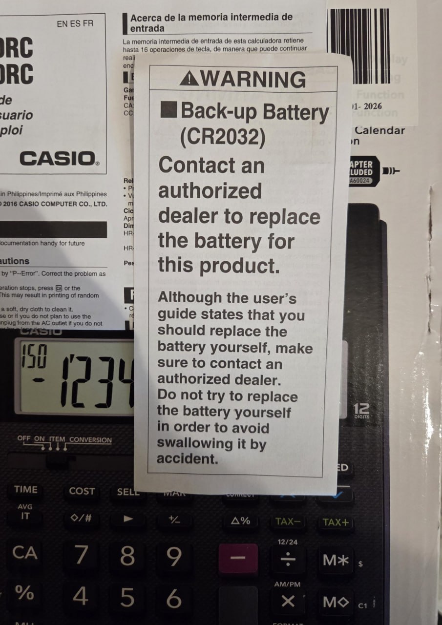 ЕМЕЗ 5 Acerca memoria intermedia tecla, IRC IRC 2026 uario Back-up ploi Calendar CASIO Contact an Rel 2016 CASIO COMPU’ in Philippi authorized Cig Din dealer to replace jocumentation handy for futu th