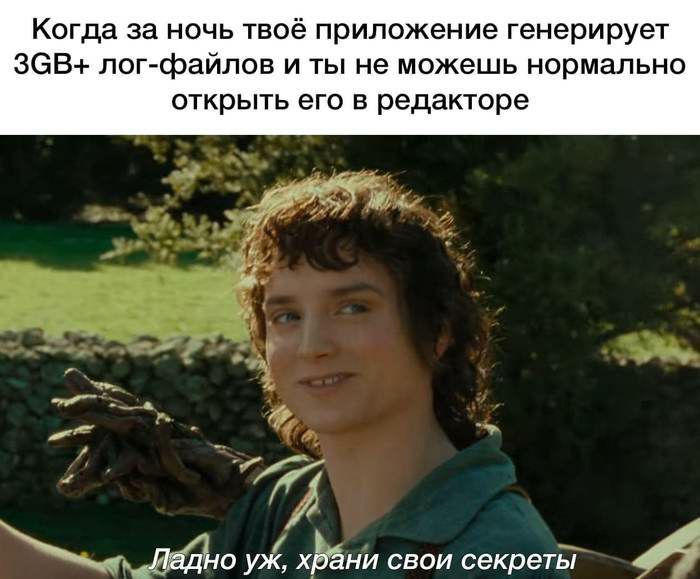 Когда за ночь твоё приложение генерирует лог-файлов и ты не можешь нормально открыть его в редакторе Ладно храни свои секреты