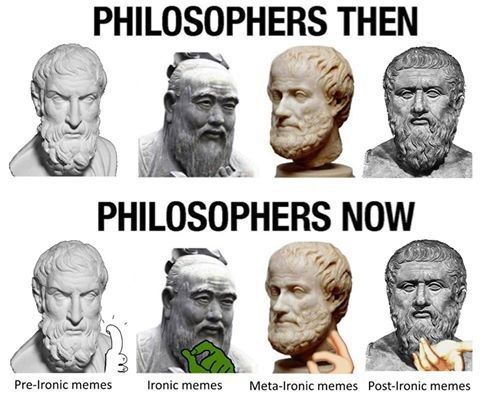 PHILOSOPHERS THEN AN PHILOSOPHERS NOW Mes у У Pre-lronic memes memes memes Post-lronic memes