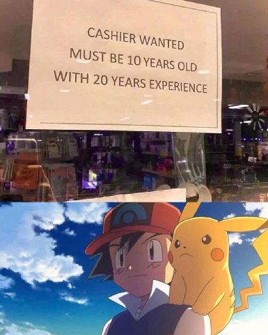 CASHIER WaNtep MUST BE 10 YEARS OLD WITH 20 YEARS EXPERIENCE В 4