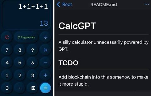 1+ 1+ 1+1 ВЕАРМЕ. A silly calculator unnecessarily powered 7 8 9 СРТ. 4 65 6 TODO 1 2 3 Add blockchain Into this somehow to make it more stupid. 0
