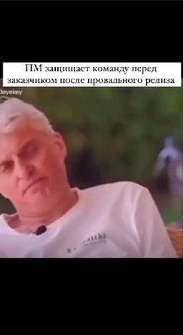Когда команда говорит, что билд готов к релизу Времени е и на полноценное тестирование перед релизом заказчиком после провального релиза ПМ о тестировщике, который пропустил баг ПМ защищает команду пе